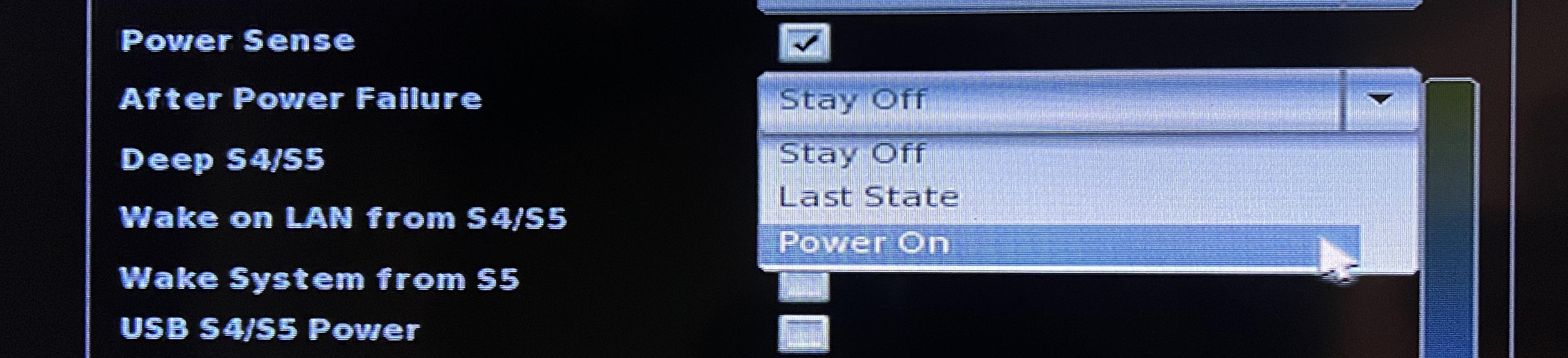 Intel NUC BIOS Power Settings Power Failure